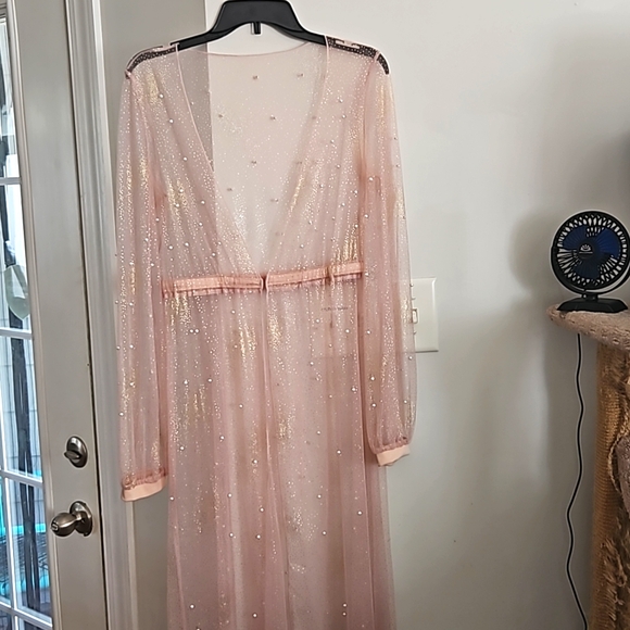 Mesh glitter dress set size Sm/Med. Gold glitter and pearl accents & nude mini - Picture 4 of 5